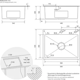ML-Design Edelstahl Küchenspüle Einbauspüle mit Ablaufgarnitur