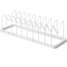 Yamazaki Home Kochtopf Deckelhalter Organizer Aufbewahrung für Topf und Deckel verstellbar weiß 03840