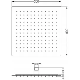 Mexen Slim Kopfbrause 30 x 30 cm mit Duscharm, Chrom - 79130112-00