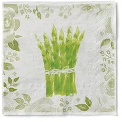 Sovie HOME Serviette Spargel in Weiß-Grün aus Tissue 33 x 33 cm, 20 Stück - Asparagus Spargelzeit