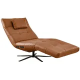 KAWOLA Relaxliege LETICIA Leder 80 x 80 x 131 cm blau mit Nackenkissen