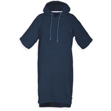 Tom Tailor Surf Poncho für Damen und Herren, S-M, 100% Baumwolle/ Frottier, Badeponcho mit Kapuze, Bauchtasche und Logostickerei, Blau (Dark Navy)