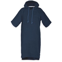 Tom Tailor Surf Poncho für Damen und Herren, S-M, 100% Baumwolle/ Frottier, Badeponcho mit Kapuze, Bauchtasche und Logostickerei, Blau (Dark Navy)