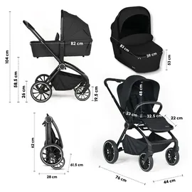 BabyGO 3in1 Kombikinderwagen Harmony black - Schwarz
