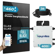 sunniva Balkonkraftwerk Full Black Bifazial 400W inkl. 1 x 500 W N-Typ Glas-Glas Bifacial Module