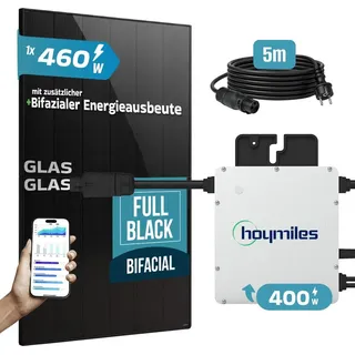 sunniva Balkonkraftwerk Full Black Bifazial 400W inkl. 1 x 500 W N-Typ Glas-Glas Bifacial Module