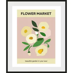queence Bild »Flower Market«, (1 St.), HD Premium Poster-Druck inkl. Holzrahmen queence schwarz