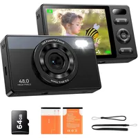 64GB Digitalkamera Kinder Fotokamera: 48MP Anti-Shake Kinderkamera Foto, Vlogging Fotoapparat für YouTube 16X Digital Zoom Appareil Foto Serienaufnahme Selfie Kompaktkamera für Fotografie