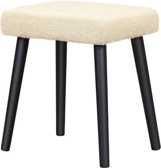 eSituro Schminkhocker, Polsterhocker aus Teddy-Stoff mit Stahlbeinen, 46 x 32 x 47,5 cm, Beige