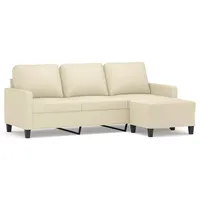 vidaXL Couch Kunstleder 3-Sitzer Creme