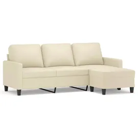 vidaXL Couch Kunstleder 3-Sitzer Creme