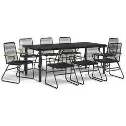 vidaXL 9-tlg. Garten-Essgruppe Schwarz PVC Rattan