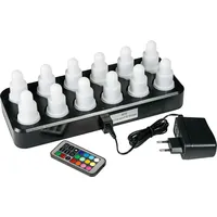 DUNI 12er LED Teelichter Set Mehrfarbig mit Ladestation inkl. Fernbedienung Multicolour Kerzen - Bunt