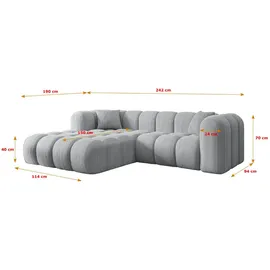 altdecor Ecksofa Grau, Textil, 5-Sitzer, L-Form Corner Sofa Bett Eckcouch Couch Wohnlandschaft Cauchsofa OLEA-L1 - Couches, Wohnlandschaften, Ecksofas