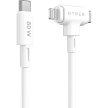 Hyper Hyper® HyperJuice USB-C und Lightning Hybrid-Silikonkabel (1,5m) - Weiß
