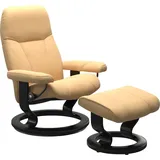 Stressless Relaxsessel STRESSLESS "Consul" Sessel Gr. Material Bezug, Material Gestell, Ausführung / Funktion, Maße, gelb (yellow) mit Hocker, Classic Base, Größe M, Gestell Schwarz