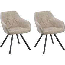 Beliani Esszimmerstuhl MONEE Polyester beige/schwarz 2er Set