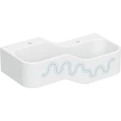 Geberit Bambini Spiel- und Waschlandschaft, 2 Waschplätze, tieferes Becken rechts, Badkeramik, weiß-alpin
