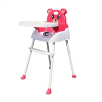 DiLiBee 4 in1 Kinderhochstuhl Baby Hochstuhl Höhenverstellbares Tablett Feeding Seat Rosa