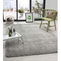the carpet Green Velvet Wohnzimmer Öko Teppich, Hochflor besteht aus 100% recyceltem Polyester, Langflor, Luxuriöse Felloptik, Kuschelig Weich, Grau, 120 x 170 cm