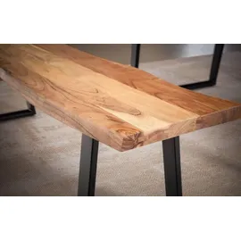 FineBuy Sitzbank Akazie Braun 140 x 40 x 45,5 cm