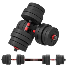 Homcom 2 in 1 Hanteln Set 30 kg verstellbare Kurzhantel & Langhantel schwarz