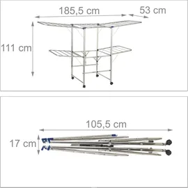 Relaxdays Wäscheständer XXL 1,85 silber
