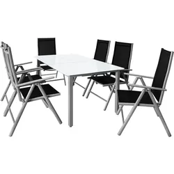 Garten-Sitzgruppe Bern 7-tlg Silber Alu Milchglas
