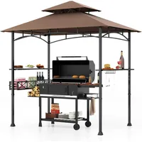 Goplus Grillpavillon, Grill Pavillon Doppeldach mit 2 Ablagen, 10