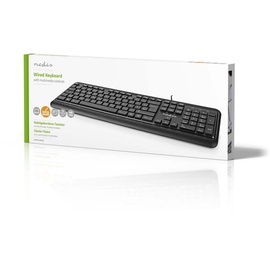 Nedis Kabelgebundenes Keyboard - USB-A - Multimedia - QWERTZ - DE-Layout - Numerische Tastatur Schwarz USB, DE (KBMU200BKDE)