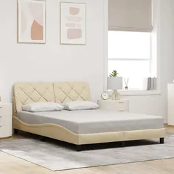 Bettgestell ohne Matratze Creme 120x200 cm Stoff