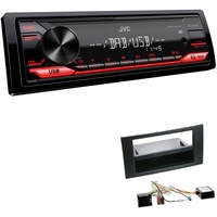 JVC KD-X182DB 1-DIN Media Autoradio AUX-In USB DAB+ mit Einbauset für Ford Kuga schwarz mit Canbus