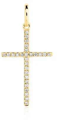 Kreuz Anhänger aus 585er Gold mit Diamanten
