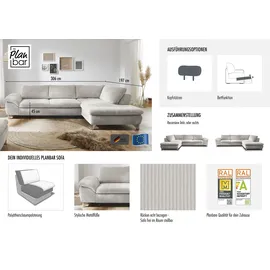 die planbar Eckcouch Cord 3-Sitzer Grau