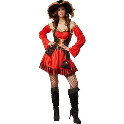 dressforfun Piraten-Kostüm Frauenkostüm sexy Seeräuber-Braut rot|schwarz L – L