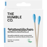The Humble Co. Natürliche Wattestäbchen | Blau | Plastikfrei, Biologisch Abbaubar, Umweltfreundlich, Vegan | Perfekt für Ohren, Make-up, Haustierpflege und Reinigung (1 x 100)