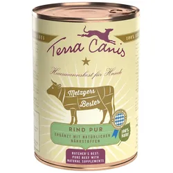 Terra Canis Metzgers Bestes 400g Dose Hundenassfutter 6  x 400 Gramm Rind Pur