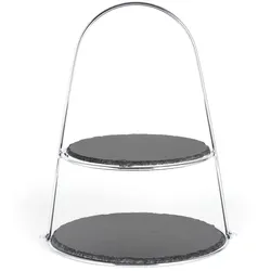 Schiefer Etagere (Bügel) 2-Stöckig - grau