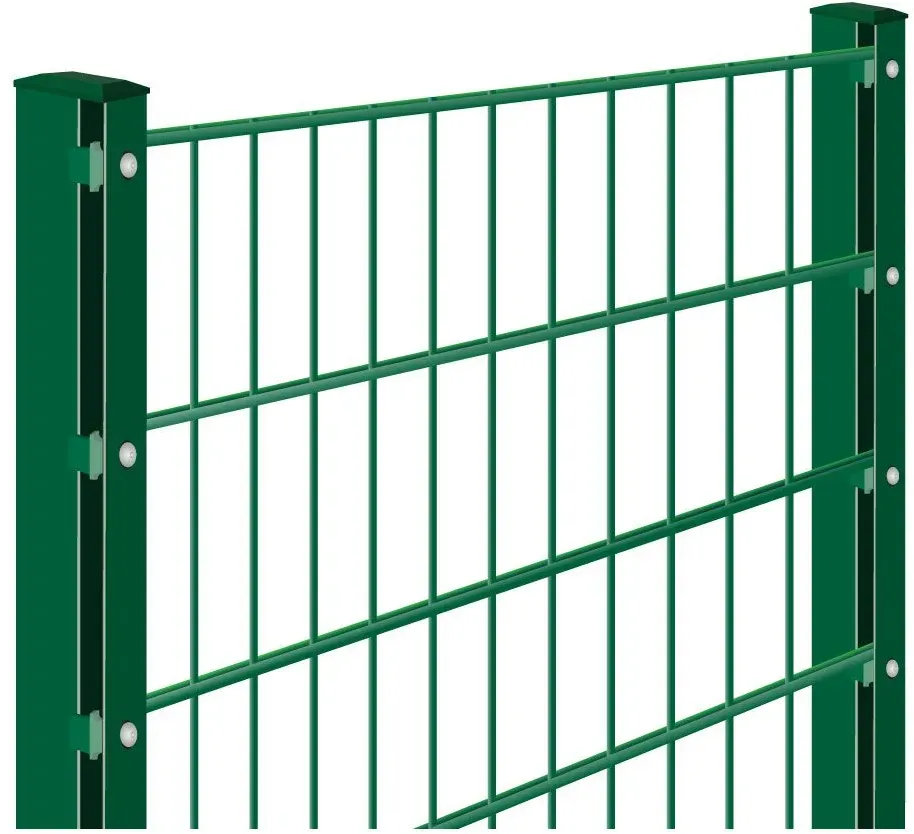 Doppelstabmattenzaun Rundum-sorglos-Paket Moosgrün, Halteplättchen, 1030 mm,12,5 m,2 Ecken,8/6/8 mm