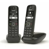 Gigaset AS690 Duo, Analoges/DECT-Telefon, Kabelloses Mobilteil, 100 Eintragungen, Schwarz - Schwarz