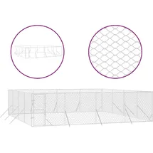 vidaXL Outdoor-Hundezwinger 8 x 8 x 2 m Stahl Silber
