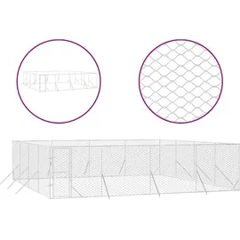 vidaXL Outdoor-Hundezwinger 8 x 8 x 2 m Stahl Silber