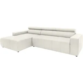 DOMO collection Ecksofa »Brandon große Ausführung B/T/H: 289/177/80 cm, auch in Leder und Cord«, mit Kopfteilverstellung, wahlweise Sitztiefenverstellung, L-Form weiß