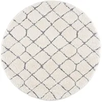 Carpet City Hochflor-Teppich, Creme, Textil, Rauten, Rund, - Shaggys