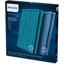 Philips Mikrofaserpads für SpeedPro Max Aqua, XV1700/01, 4 Stück, Blau