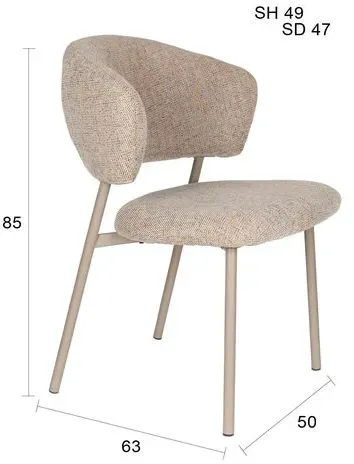 2er-Set White Label Stuhl Jasmine Stoff Beige