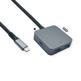 Value USB 3.2 Gen 2 Hub, 4 Ports (2x USB-A + 2x USB-C), mit Verlängerungskabel, 3 m