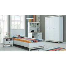 aea Komplette Jugenbett Kindermöbel Kinderbett Weiß Holz Set 4tlg Modern - Weiß