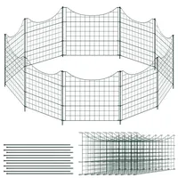 PEILU 10 Stück Teichzaun Metall Steckzaun Komplettset mit 12 Befestigungs Stäben Unterbogen Garten Gitterzaun Dekorative Begrenzungszaun Outdoor Hundezaun für Teich Gemüsegärten, Gärtnereien