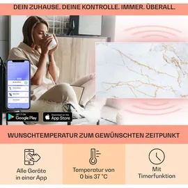 Klarstein Infrarotheizung mit Thermostat, 700W Elektroheizung, Smart Home Bild-Infrarotheizung zur Wandmontage, IR mit IoT/WiFi App-Control, Feucht... - Weiß
